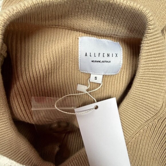 All Fenix Women's Pullover Sweater Top Small Long Sleeve Ribbed Knit Beige New - Picture 3 of 8